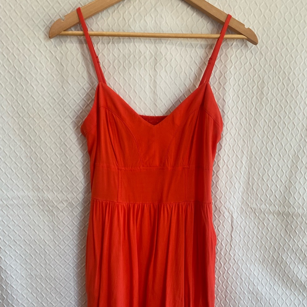 Express Red/Coral Midi Dress. Vibrant! Adjustable Straps. Medium. Like New.